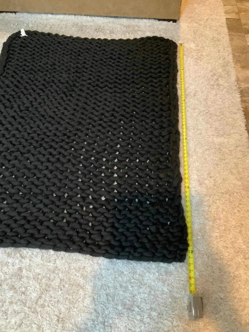 Casaluna Black Hand knit Chunky Blanket Throw Dorm Minimalist Classic